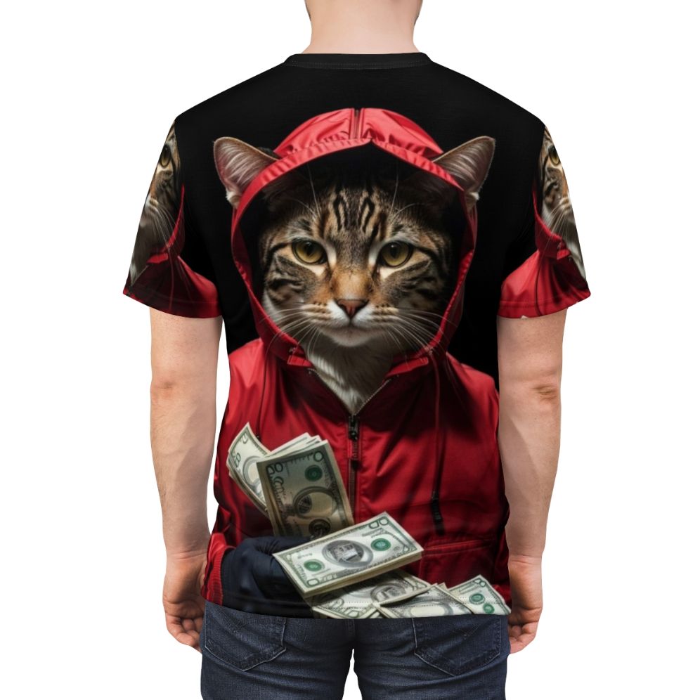 Fans of Money Heist and Cats Will Love This Unique T-Shirt - men back