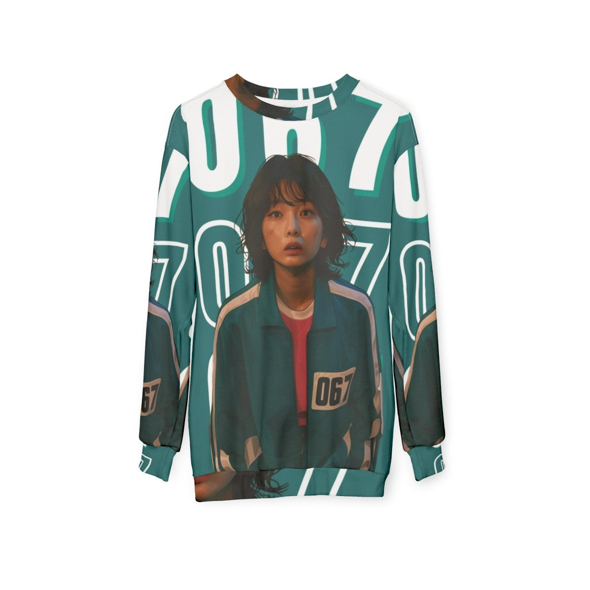 Squid Game Player 067 Kang Sae Byeok Sweatshirt - hanging