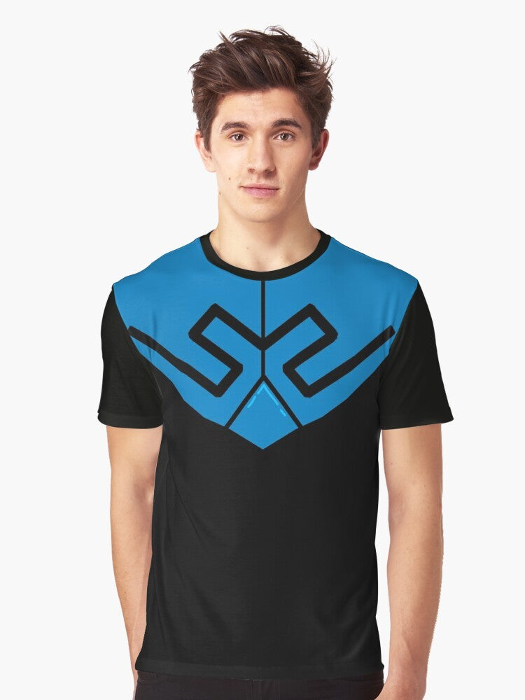 Blue Beetle superhero character design on a graphic t-shirt - Men