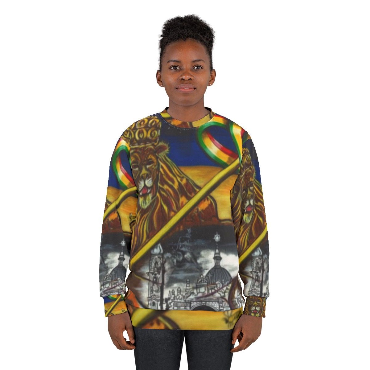 Midnite Zion Lion Polygon Rastafarian Sweatshirt - women