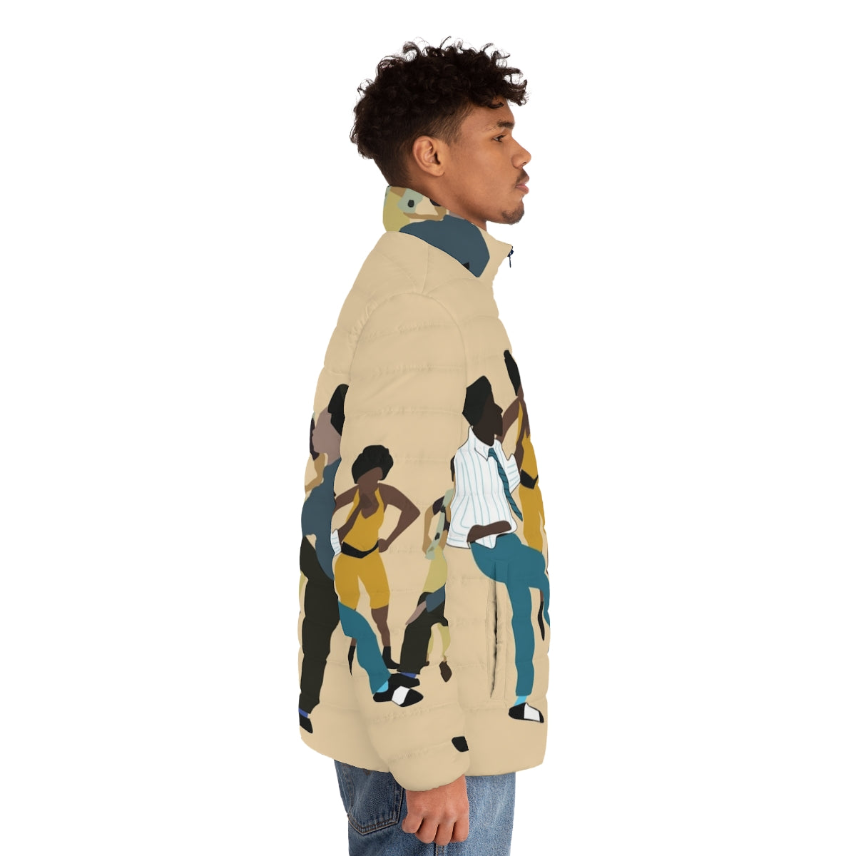 Colorful 90s hip hop inspired puffer jacket - men side right