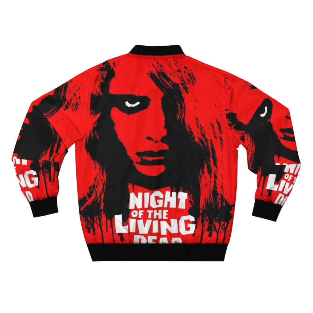 Night of the Living Dead inspired zombie bomber jacket with horror, retro, and goth design elements - Back