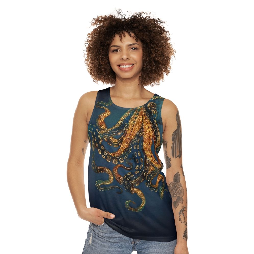 Underwater Dream Unisex Tank Top with Octopus Design - women