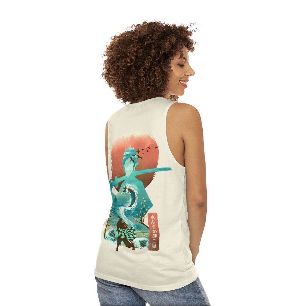 Ukiyo-E Inspired Water-Themed Unisex Tank Top - women back