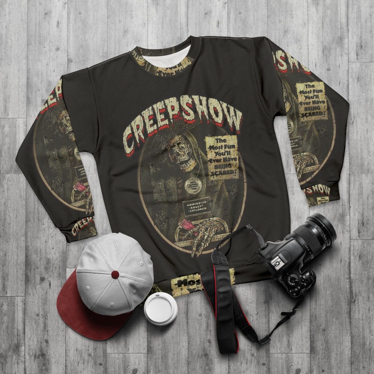 Creepshow (1982) vintage horror movie themed sweatshirt - flat lay