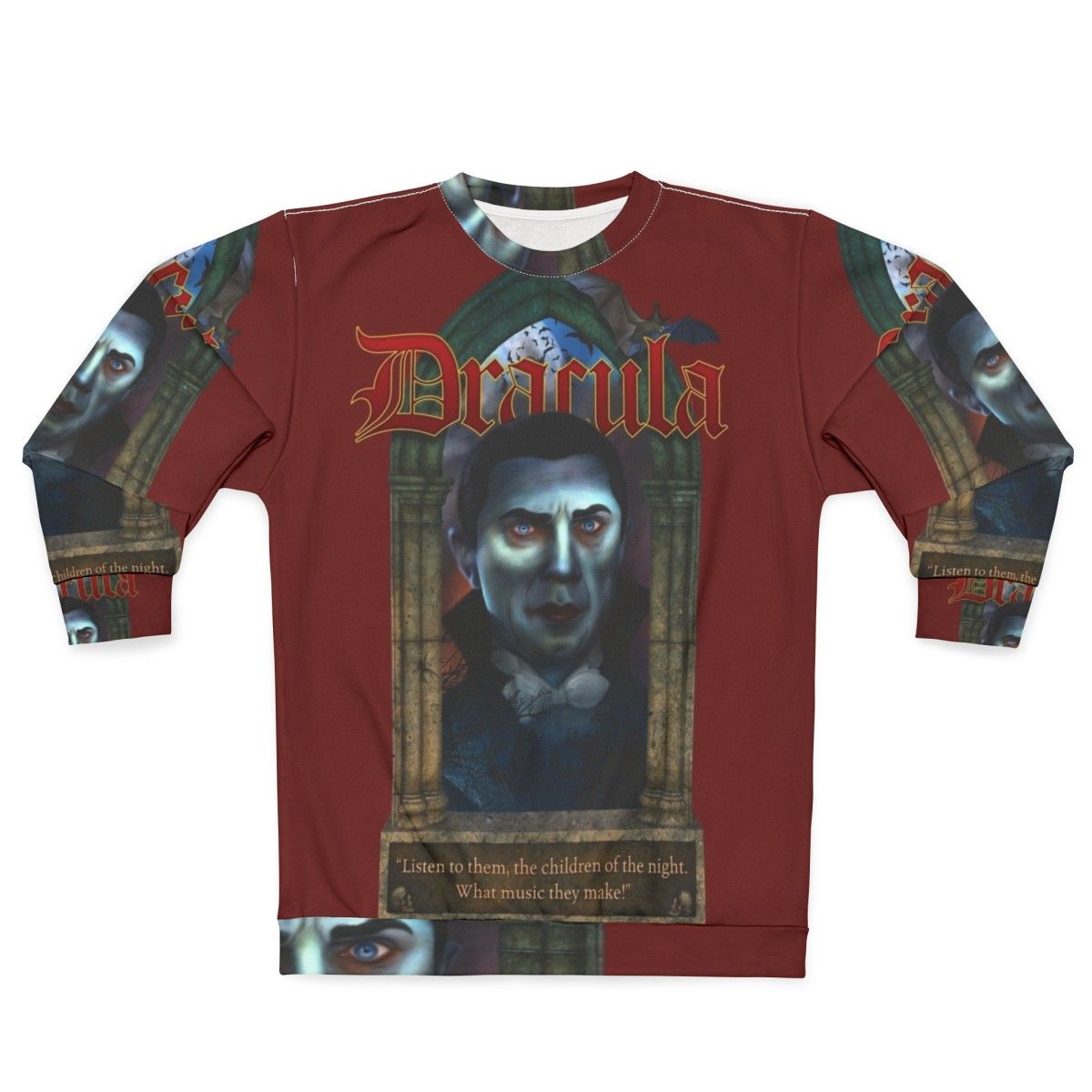 Vintage Dracula Sweatshirt featuring classic horror movie monsters