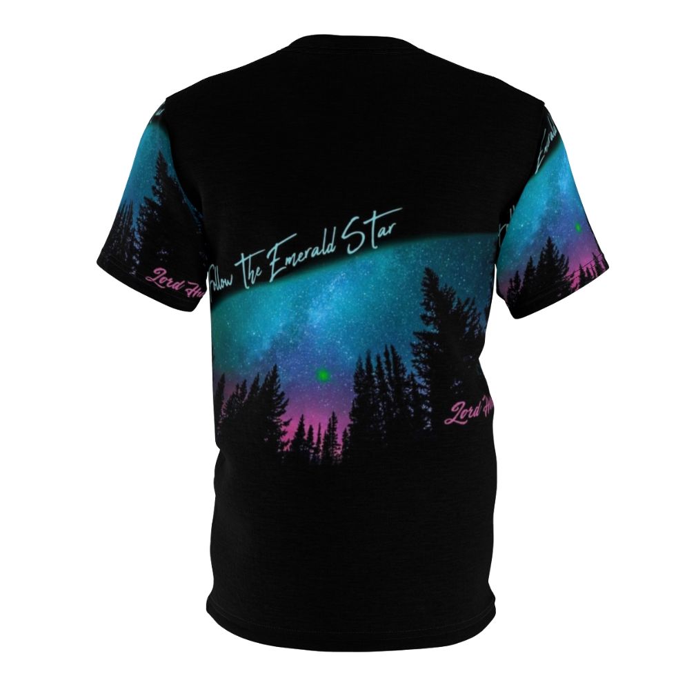 A stylish t-shirt featuring a cosmic galaxy silhouette design, inspired by the music of Lord Huron. - Back