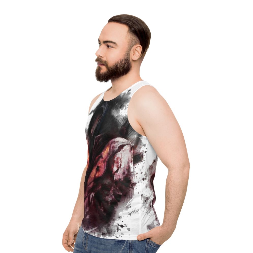 Darkwood Unisex Tank Top with Horror-Themed Design - men side