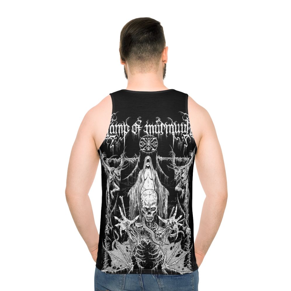 Black metal unisex tank top - men back