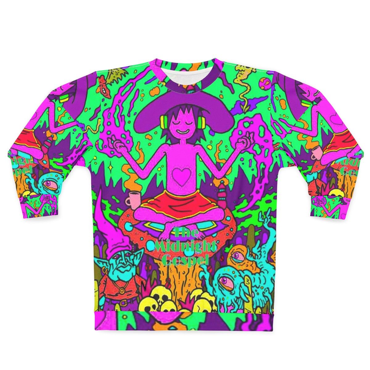 Vibrant "Midnight Gospel" abstract artwork sweatshirt