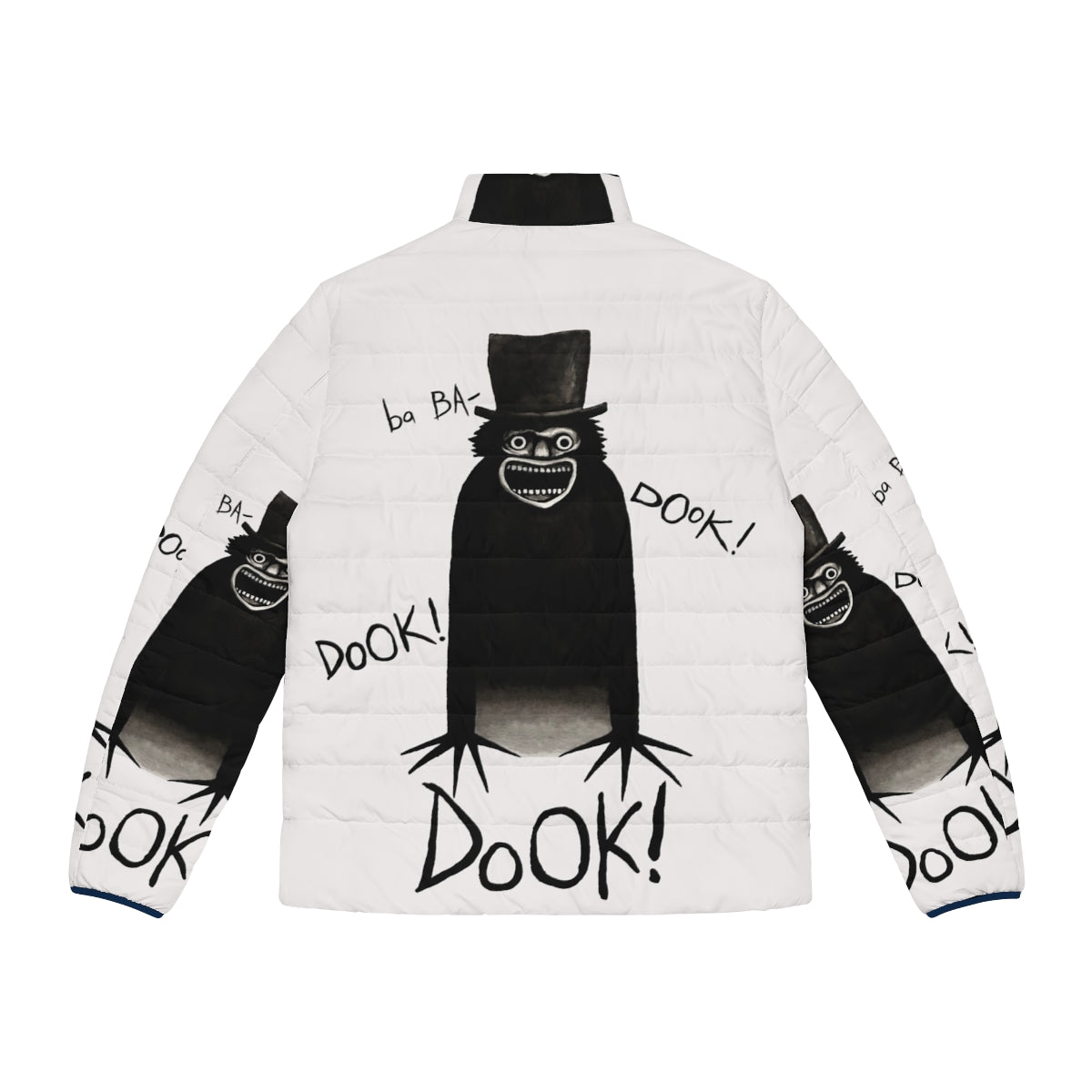 Babadook puffer jacket, horror-inspired puffer jacket with Babadook design - Back