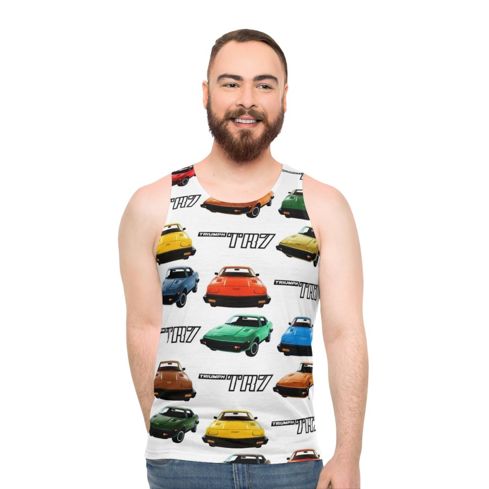 Unisex 70s Triumph TR7 Vintage Car Pattern Tank Top - men