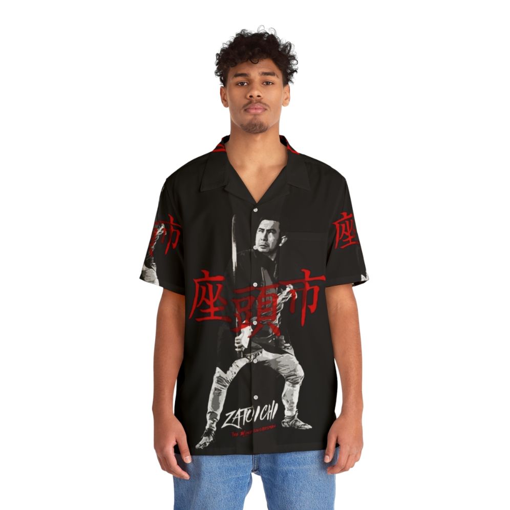 Zatoichi The Blind Swordsman Hawaiian Shirt featuring classic Japanese cinema imagery - People Front