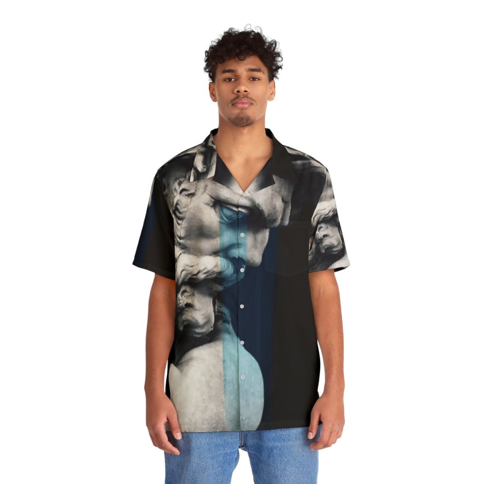 Degeneration Hawaiian Shirt featuring a graphic design inspired by ancient Greek and Roman mythology - People Front