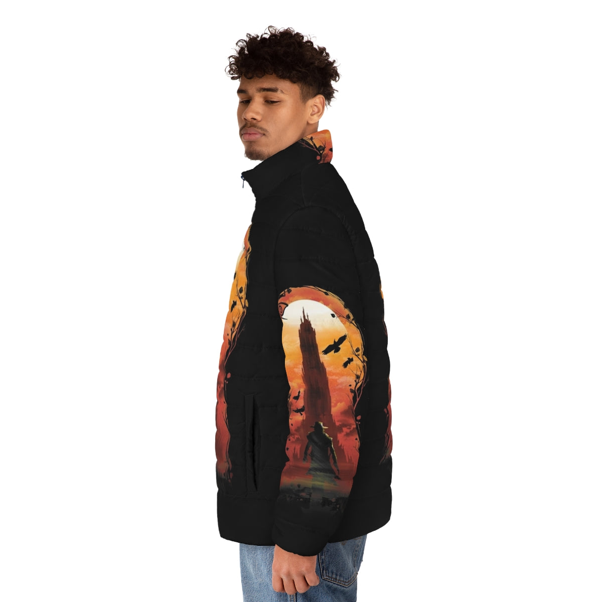 The Dark Tower inspired puffer jacket with focus on 'kyehole' - men side left