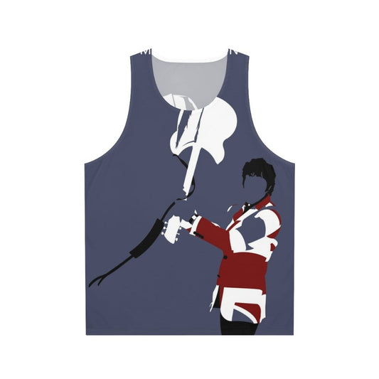 Unisex tank top with minimalist art of Pete Townshend's smashing guitar