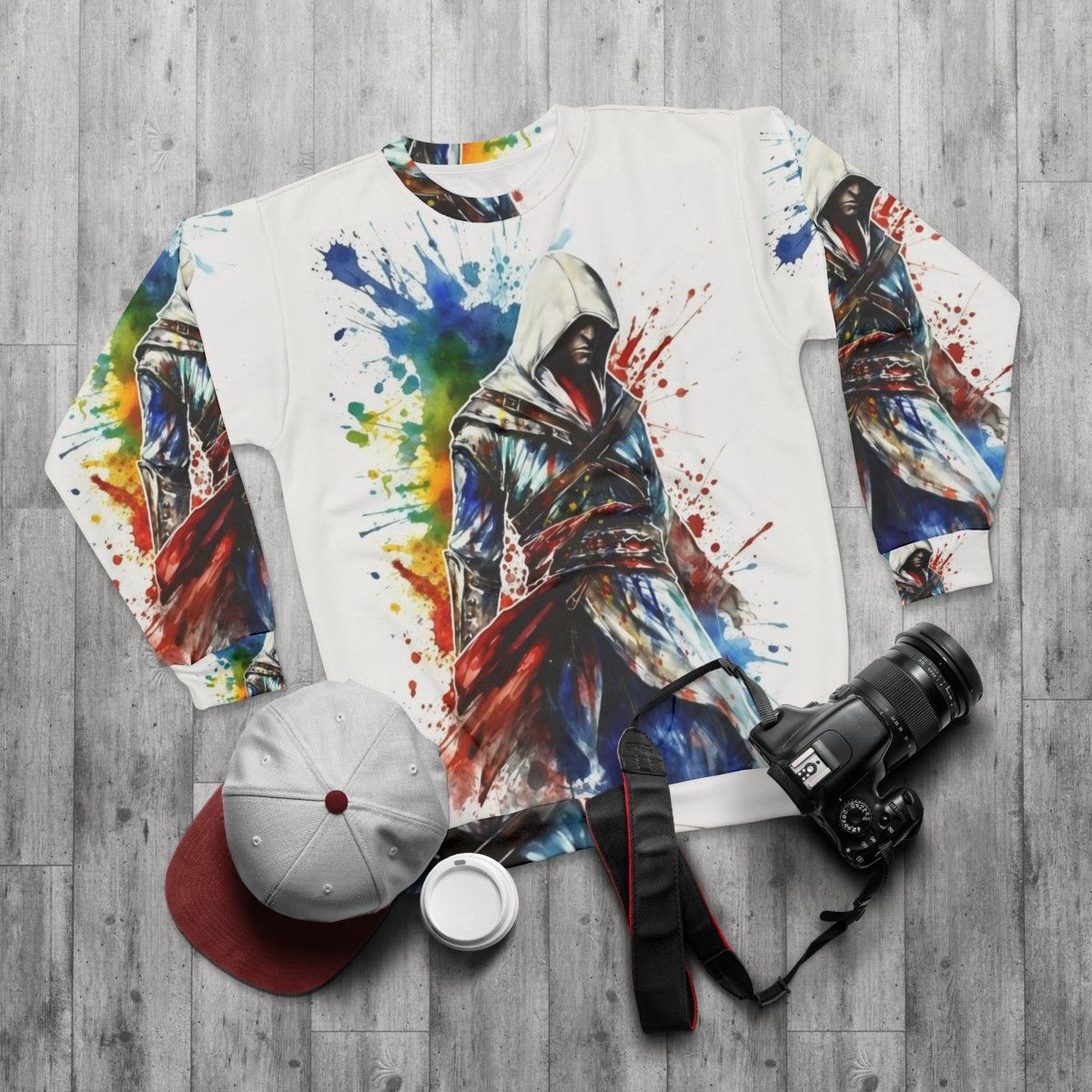 Assassins Creed Sketch Splatter Sweatshirt - flat lay