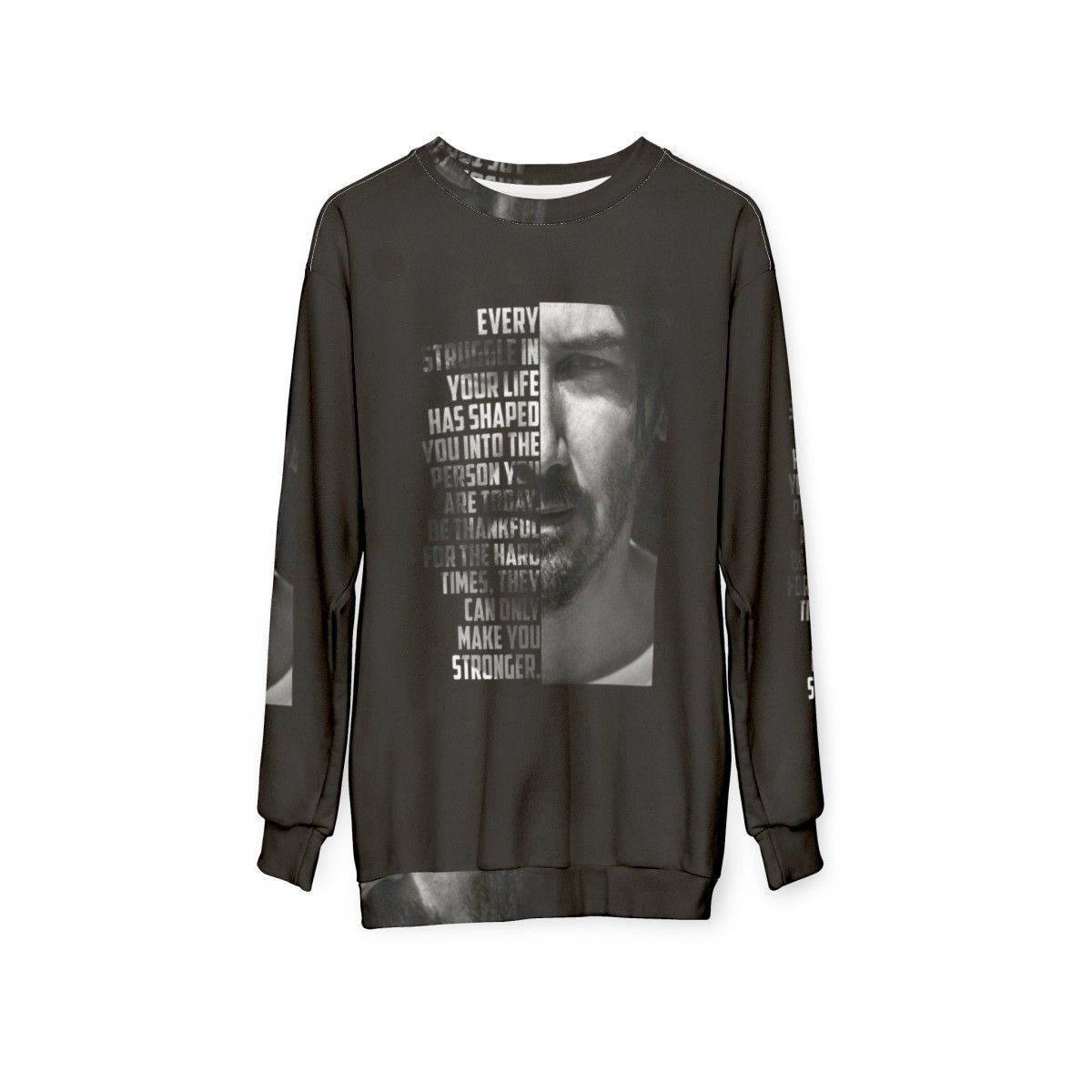 Keanu Reeves sweatshirt with graphic art design - hanging