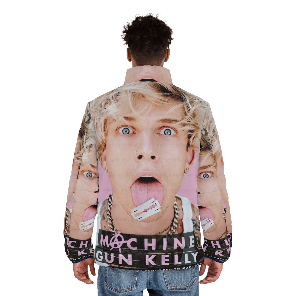 Machine Gun Kelly wearing a puffer jacket - men back