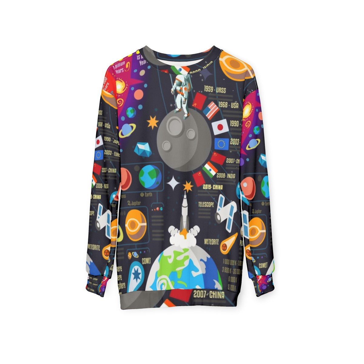 Space Universe Infographics Big Bang Sweatshirt - hanging