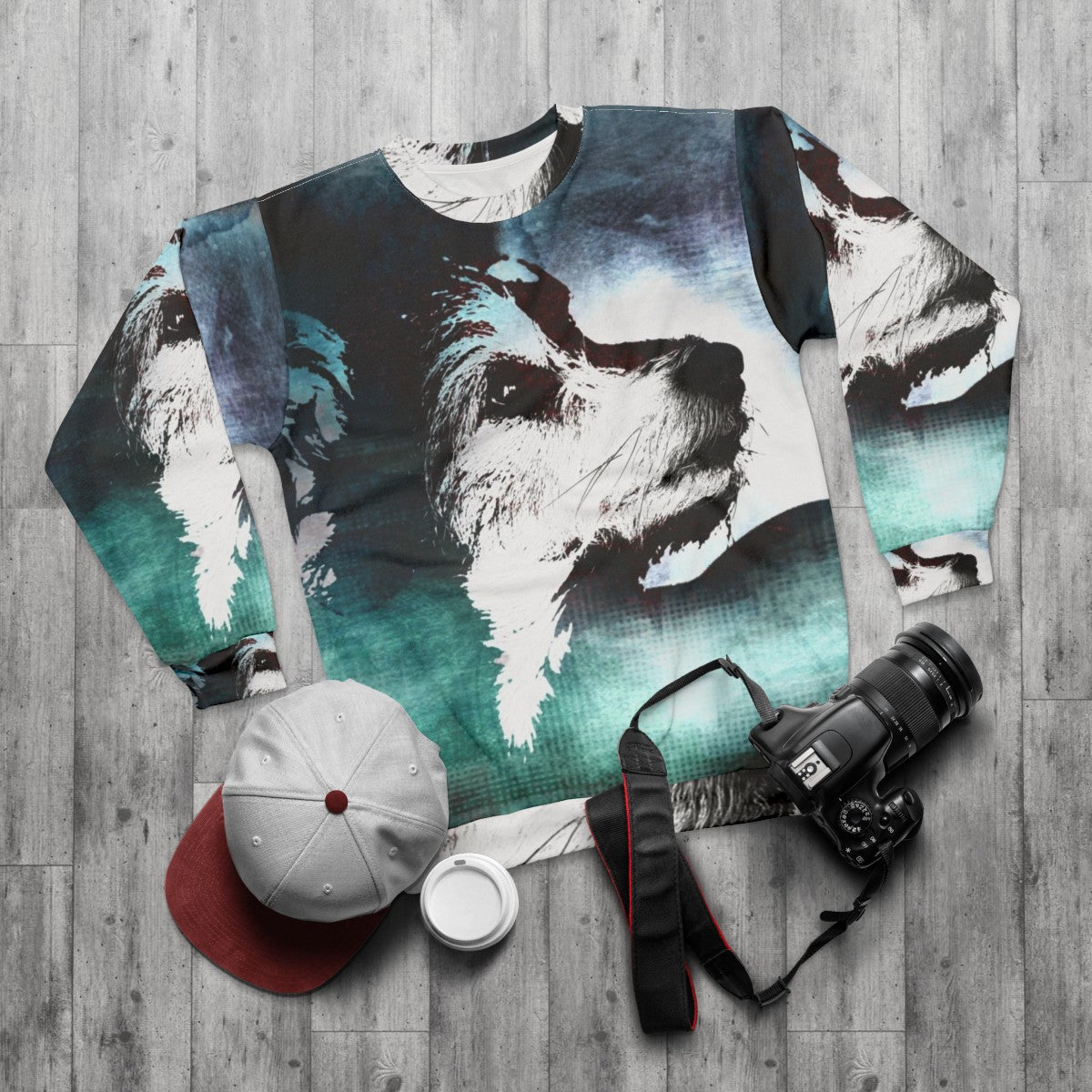 Roger Black and White Dog Sweatshirt - flat lay