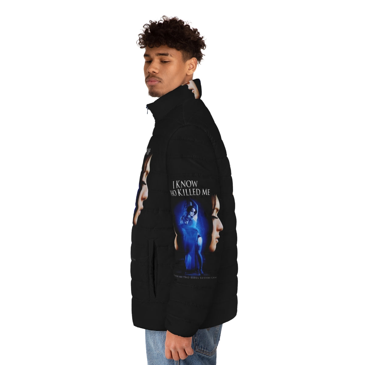 'I Know Who Killed Me' puffer jacket featuring a cult movie design with Lindsay Lohan - men side left