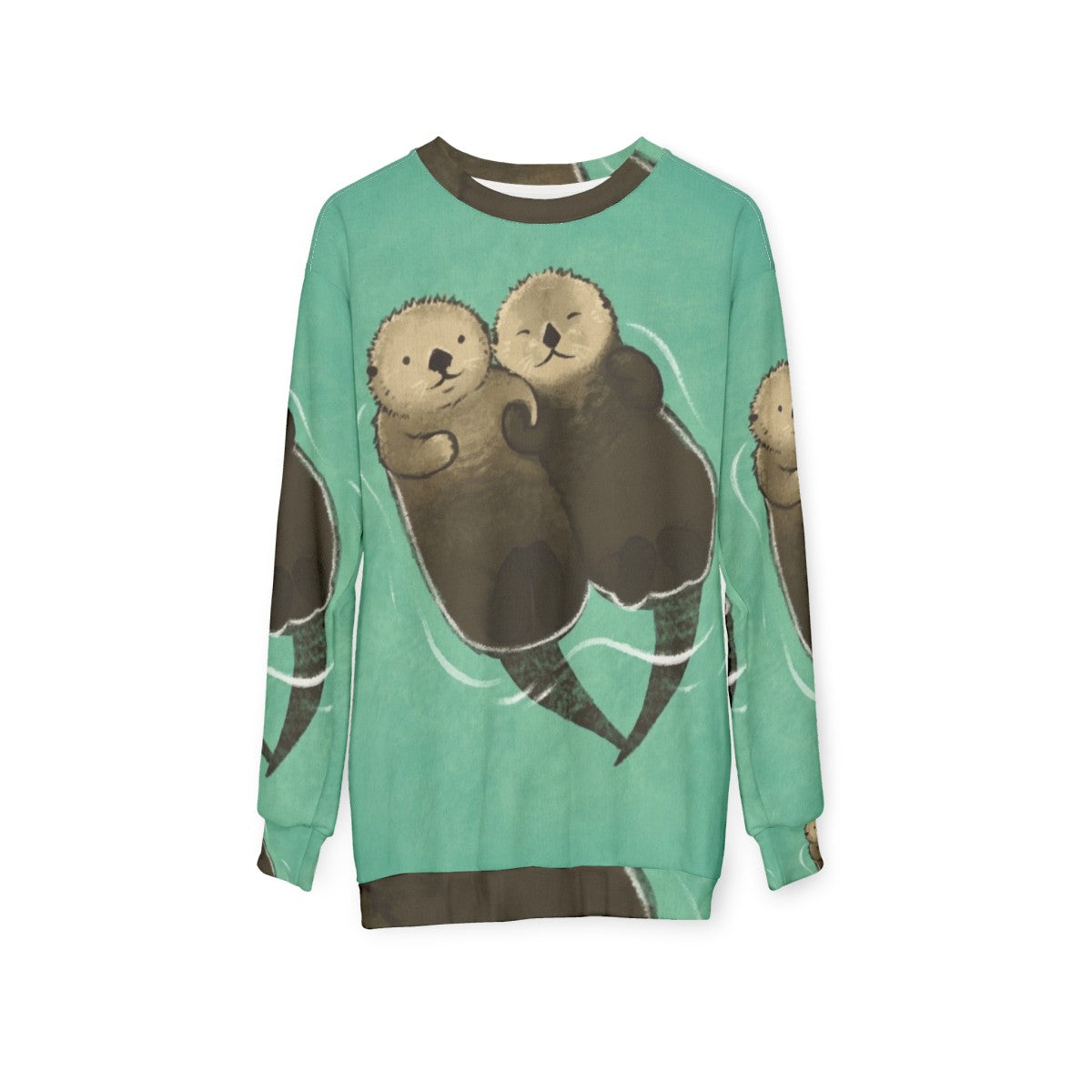 Significant otters holding hands printed on a cozy sweatshirt - hanging