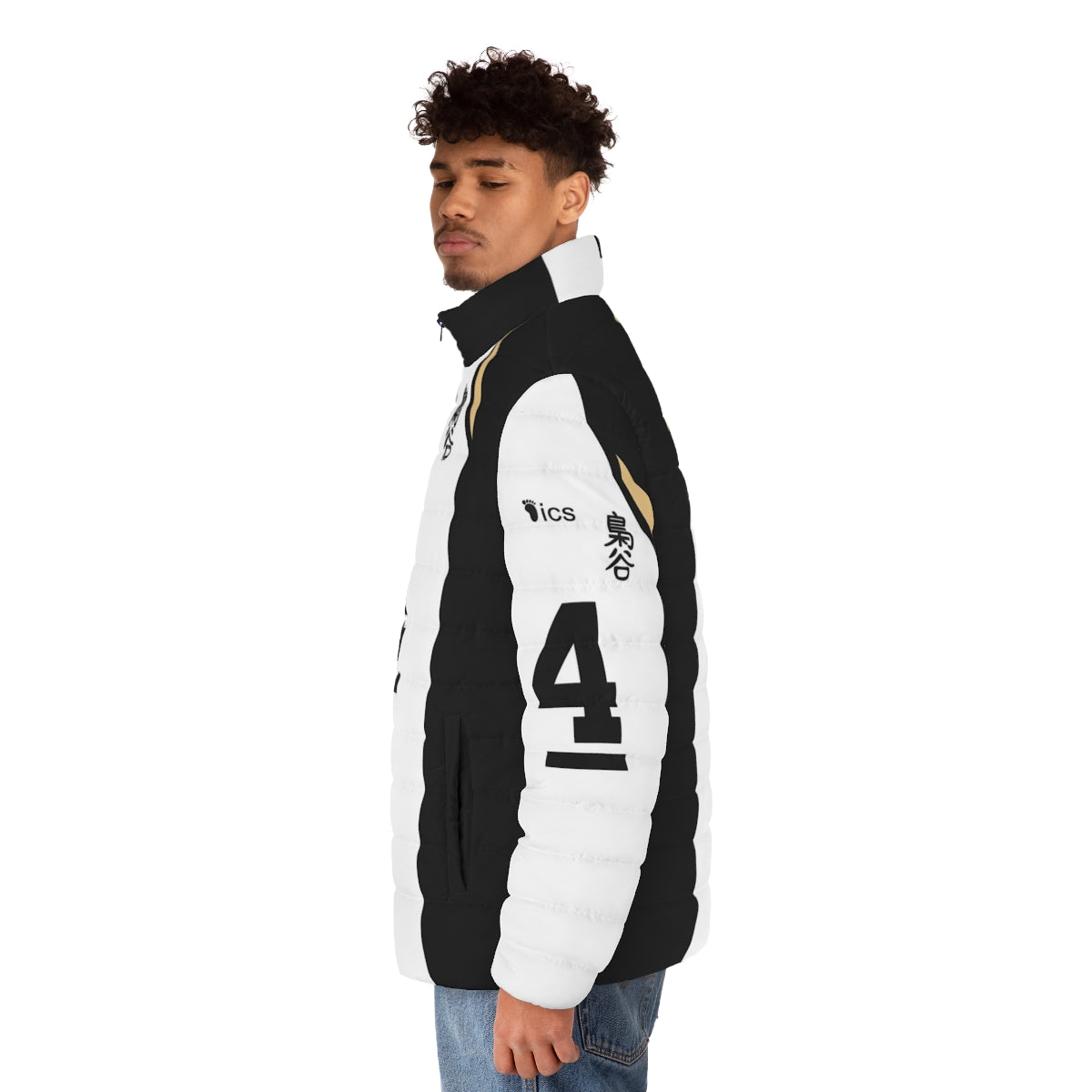 Bokuto S Jersey Puffer Jacket from the Haikyuu anime - men side left