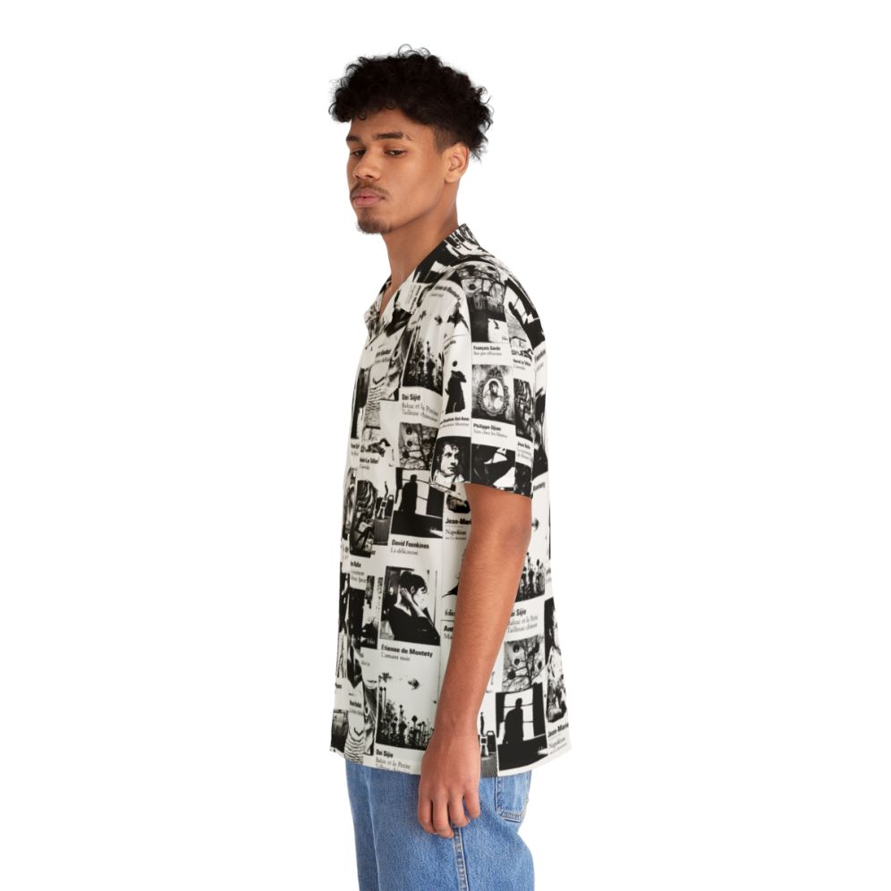 black and white tropical hawaiian button down shirt - People Left