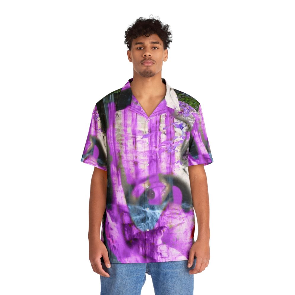 Waterfall Hawaiian shirt with surreal nature landscape - People Front