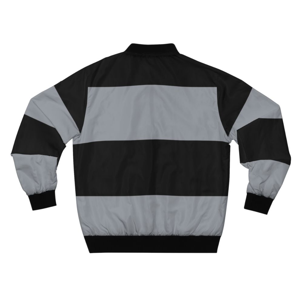 Black and grey horizontal stripes bomber jacket, stylish and simple design - Back