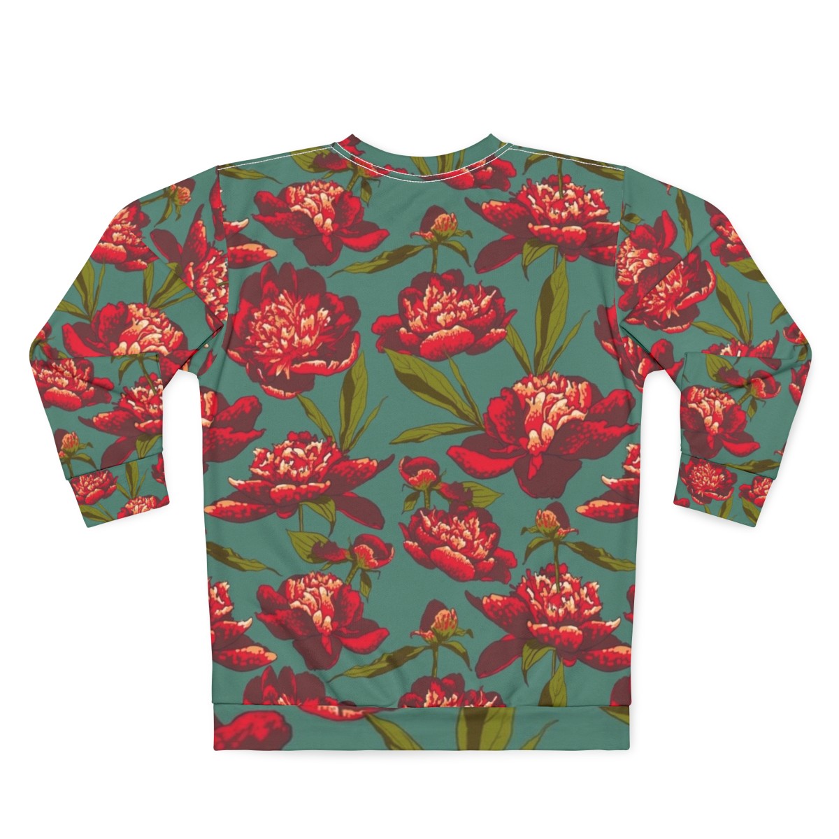 Elegant floral peony pattern sweatshirt - Back