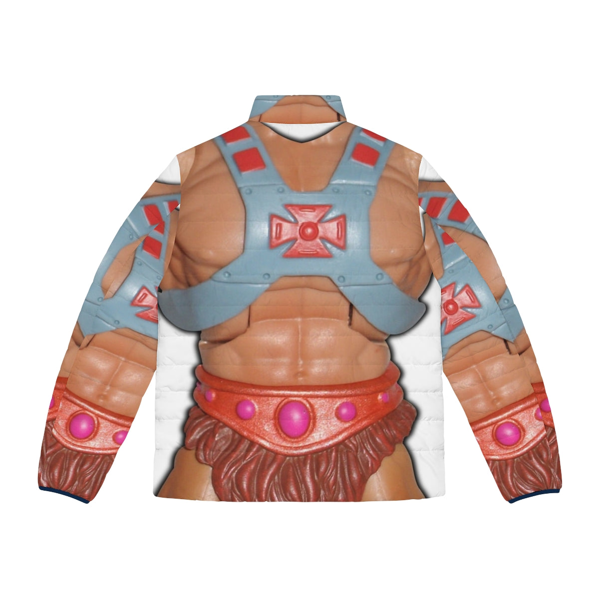 Puffer jacket featuring a He-Man action figure graphic design - Back