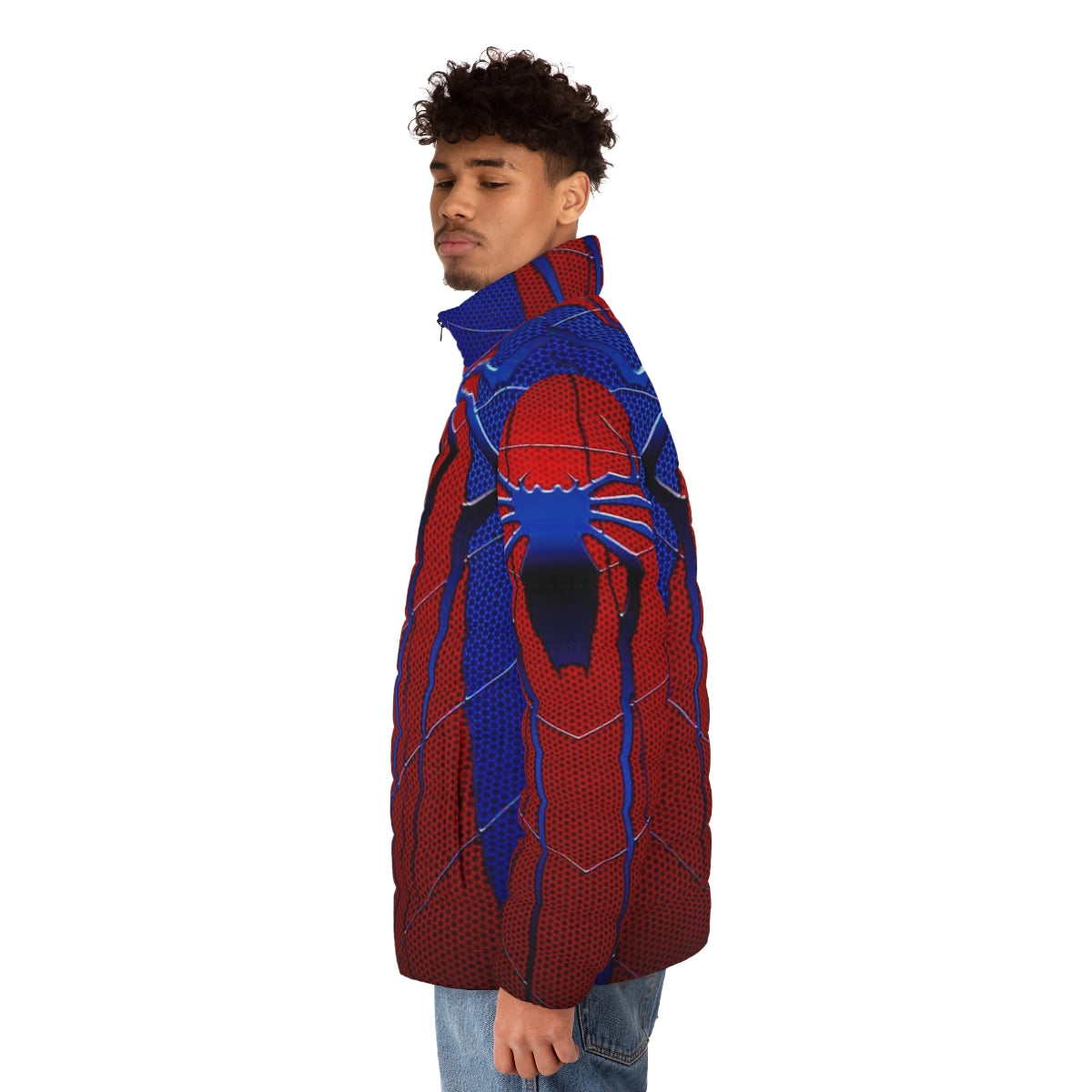 Spider web art traditional puffer jacket for spider-man fans - men side left