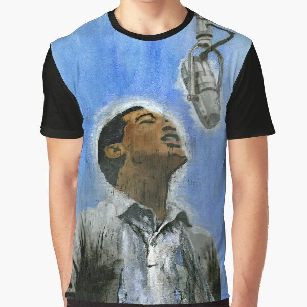 Vintage-style graphic t-shirt featuring a portrait of legendary soul singer Sam Cooke