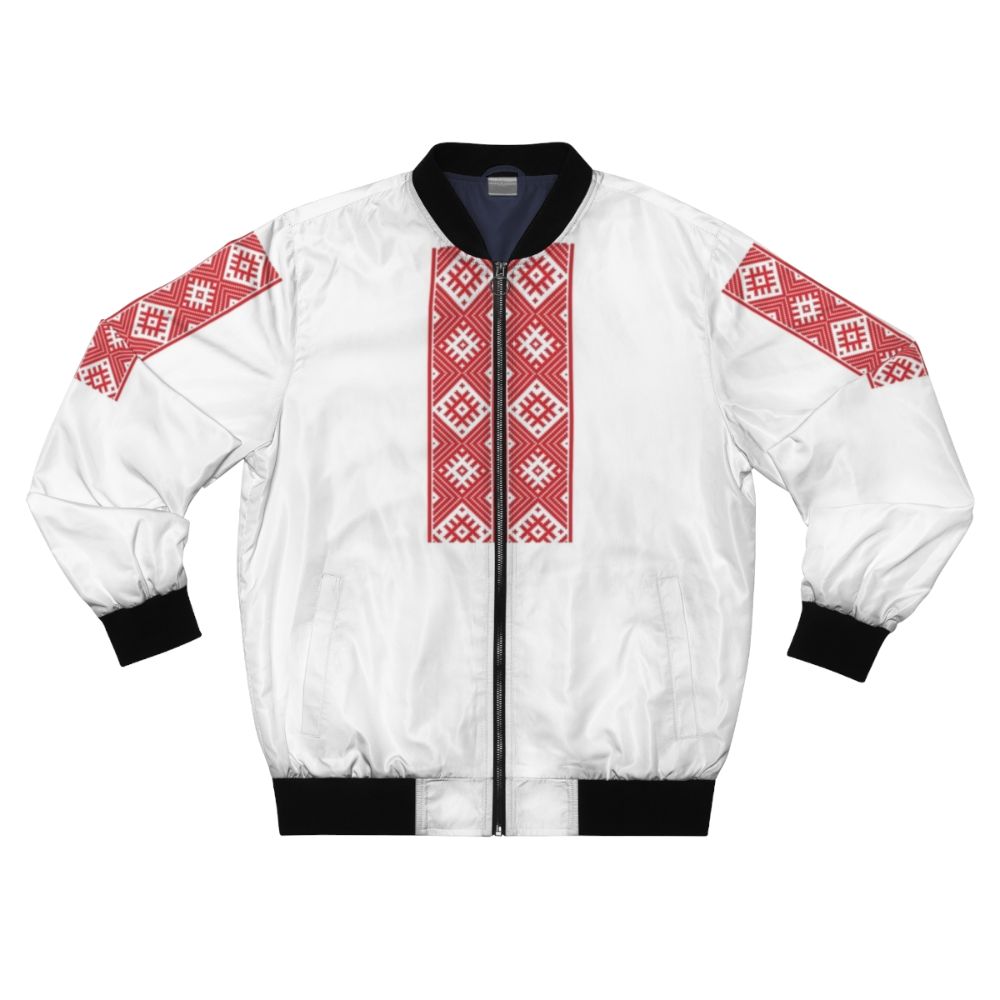 Belarusian ornament "Symbol of Yaryla" bomber jacket