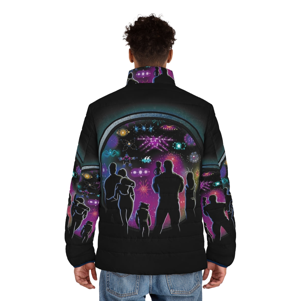 Ravagers Funeral Puffer Jacket inspired by the Guardians of the Galaxy sci-fi superhero movie - men back