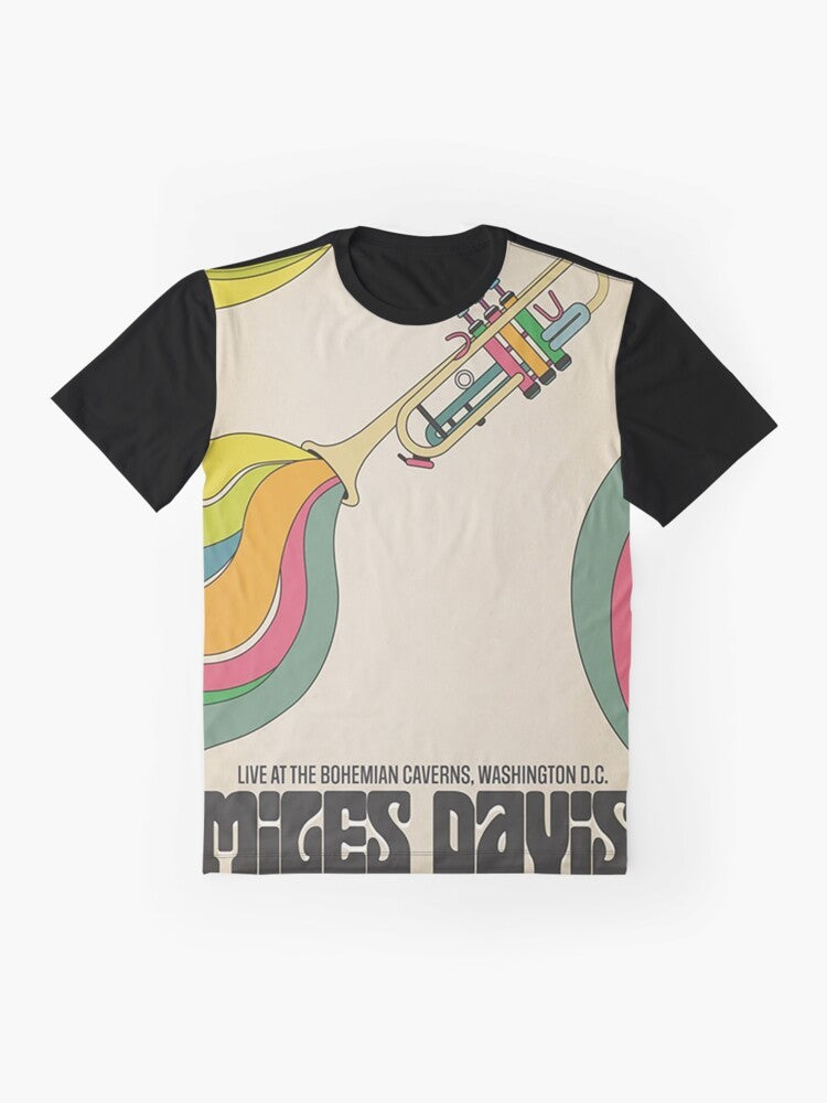 Vintage Aesthetic Davis Poster Graphic T-Shirt featuring a classic jazz music design - Flat lay