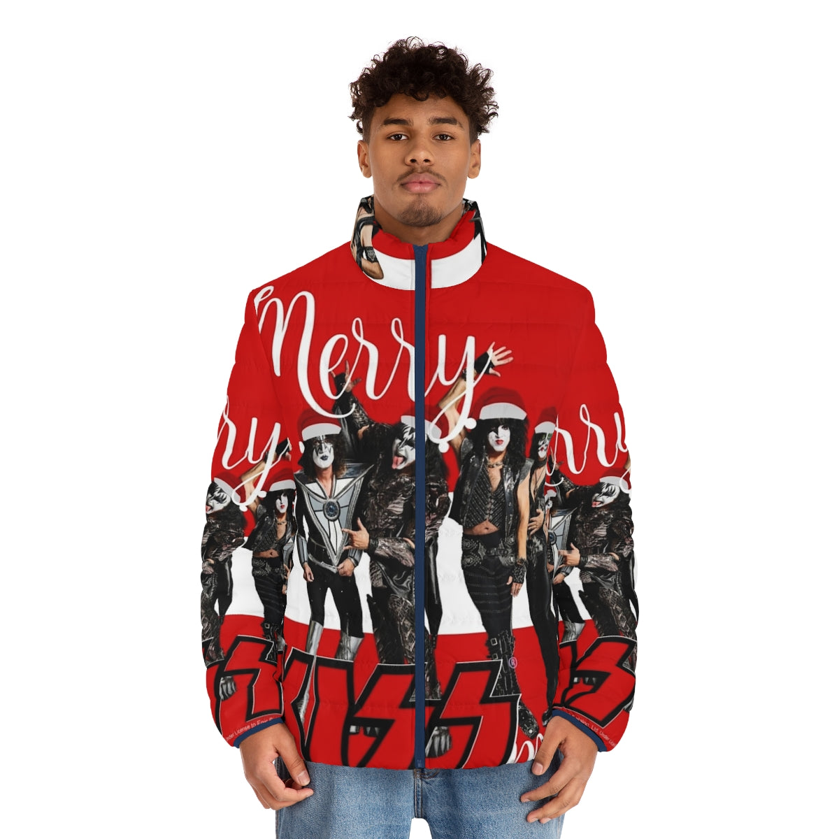 Merry Kissmas 2020 Kiss Puffer Jacket - men front