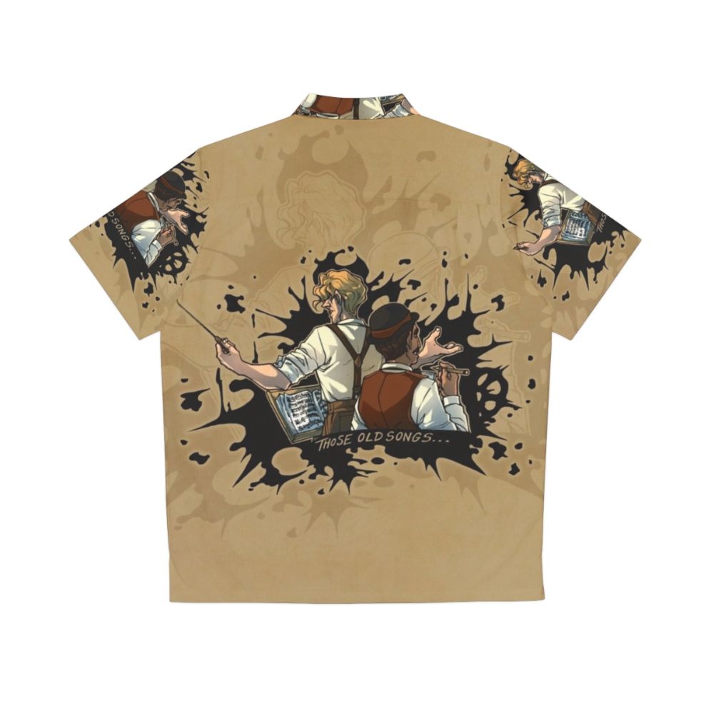 Vintage-style Hawaiian shirt with abstract ink splatter design - Back