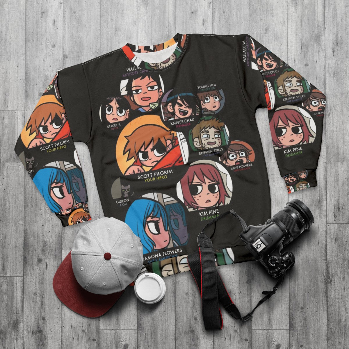 Scott Pilgrim Characters Graphic Sweatshirt - flat lay