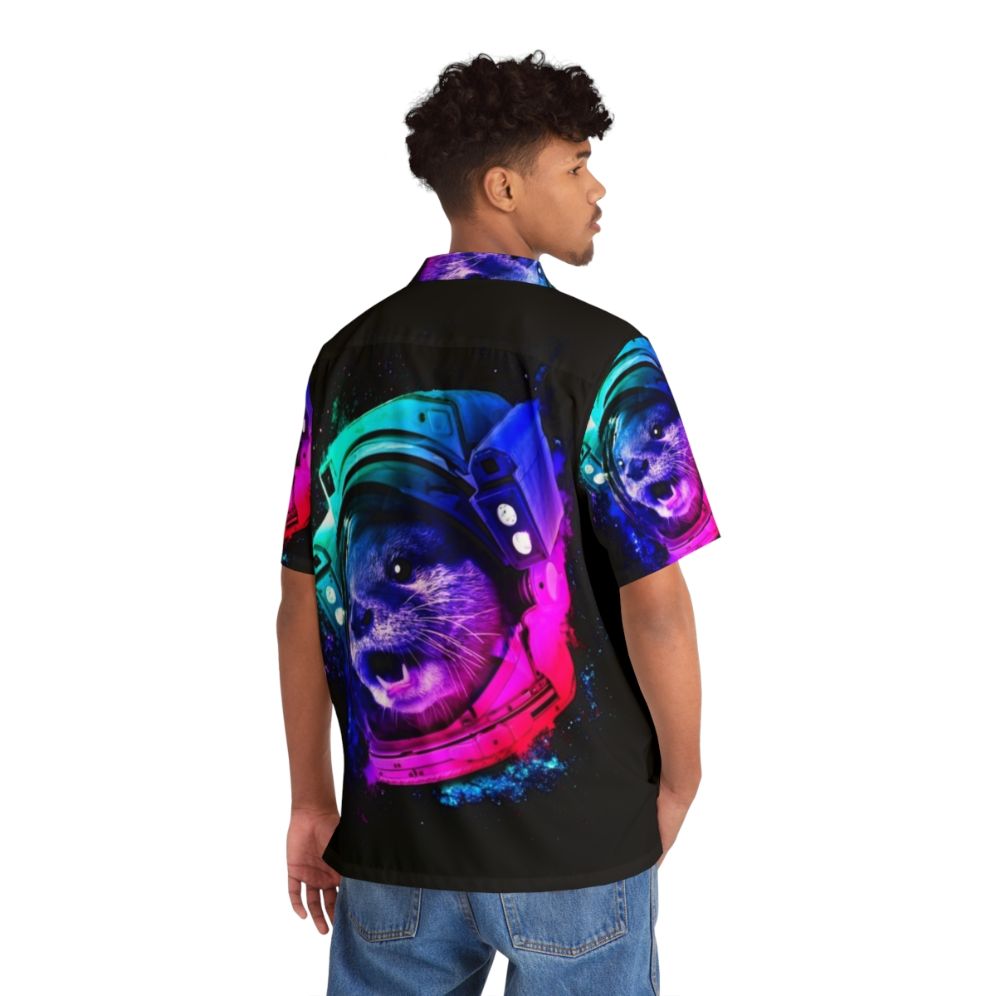 Otter Space Hawaiian Shirt with Galaxy Print and Rainbow Colors - People Back