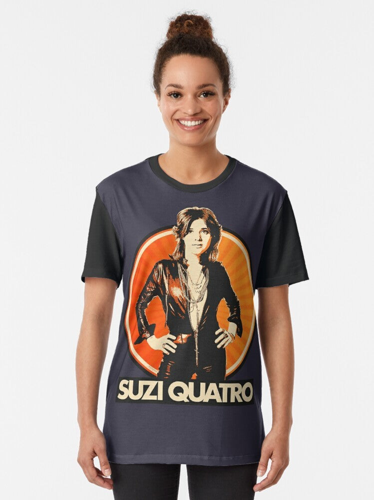 Suzi Quatro 70s glam rock graphic t-shirt with vintage style design - Women