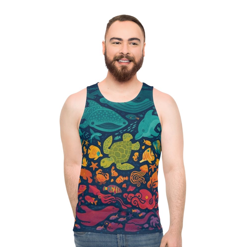 Colorful aquatic spectrum unisex tank top - men