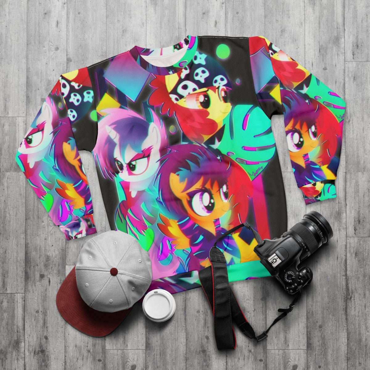 Synthwave Cutie Mark Crusaders MLP Sweatshirt - flat lay