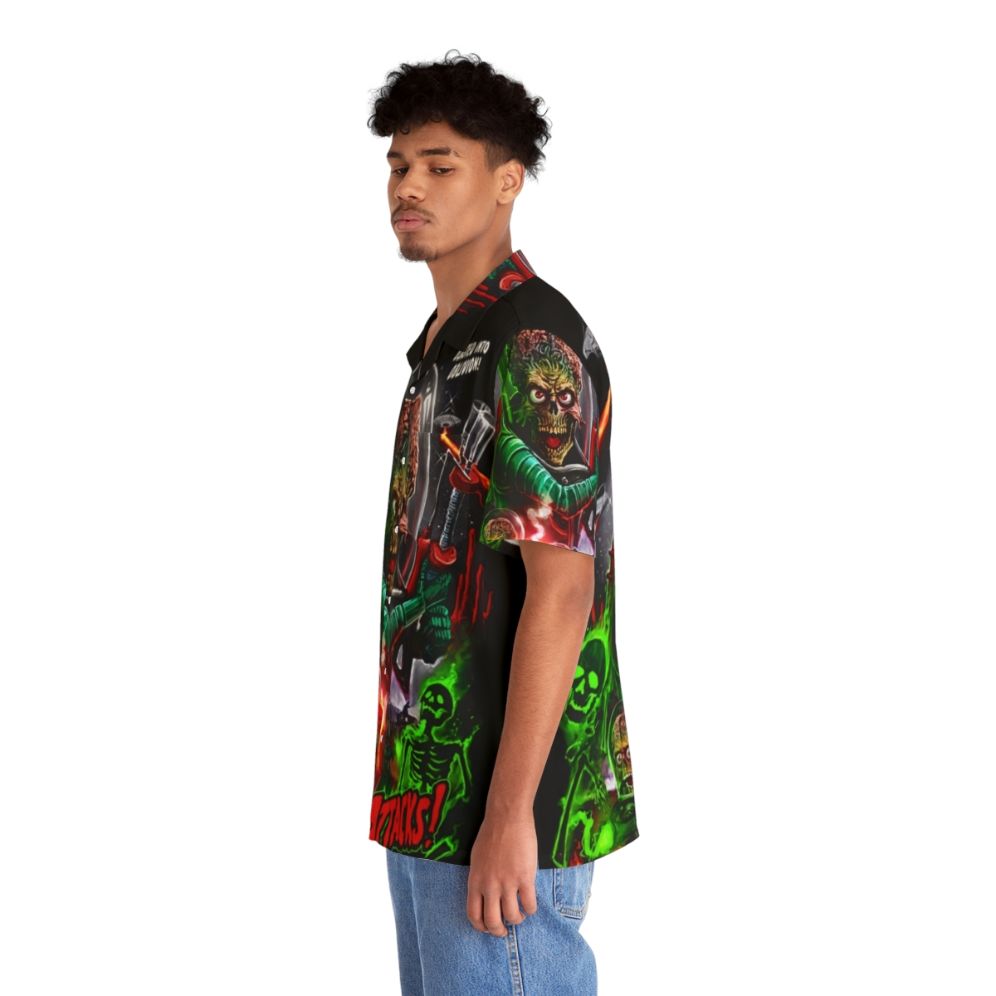 Retro Mars Attacks Hawaiian Shirt featuring science fiction comedy alien invasion - People Left