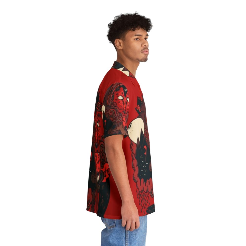 Hector Mansilla's striking wolf print Hawaiian shirt with abstract, geometric design - People Pight