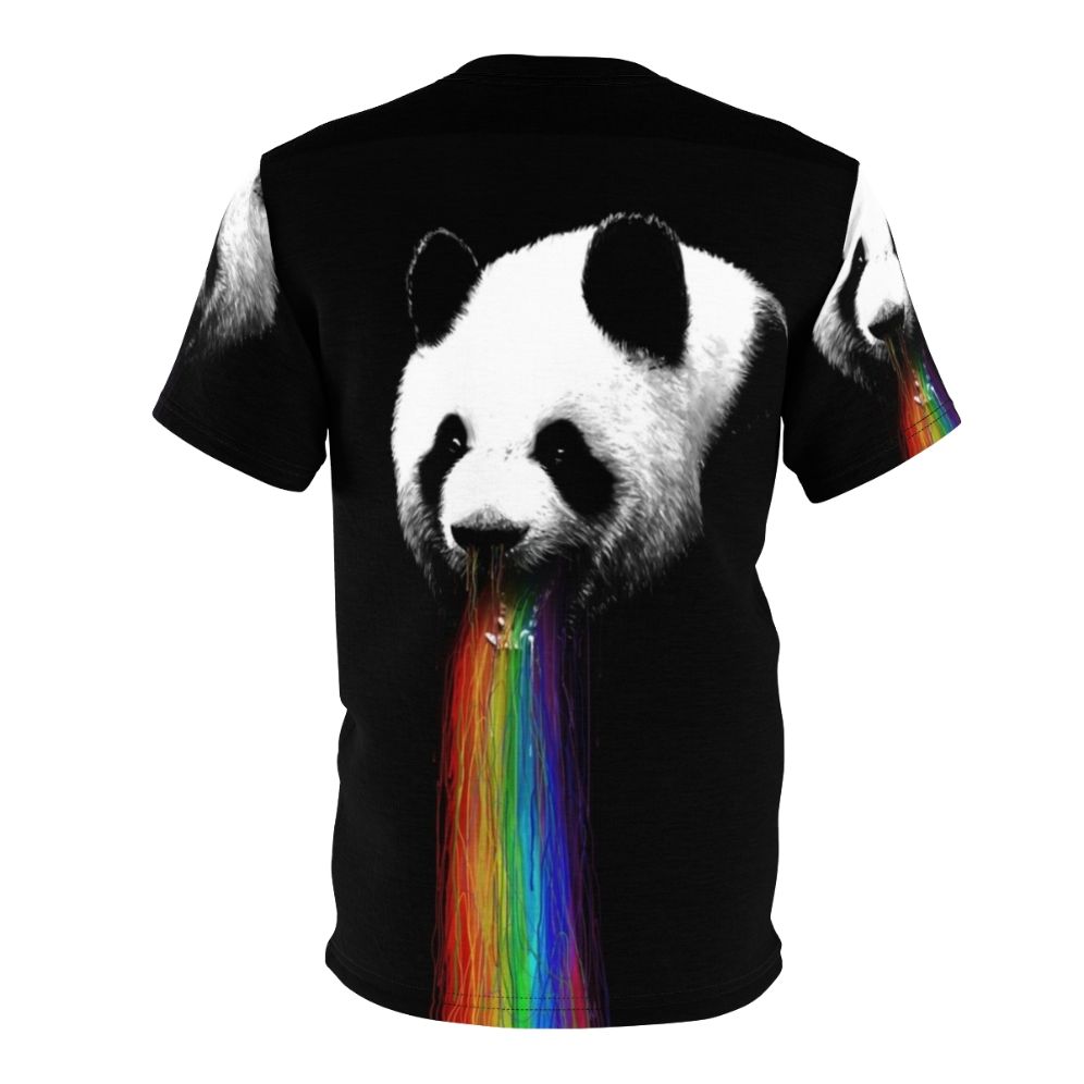 Colorful graphic t-shirt featuring a panda design with vibrant colors and patterns - Back