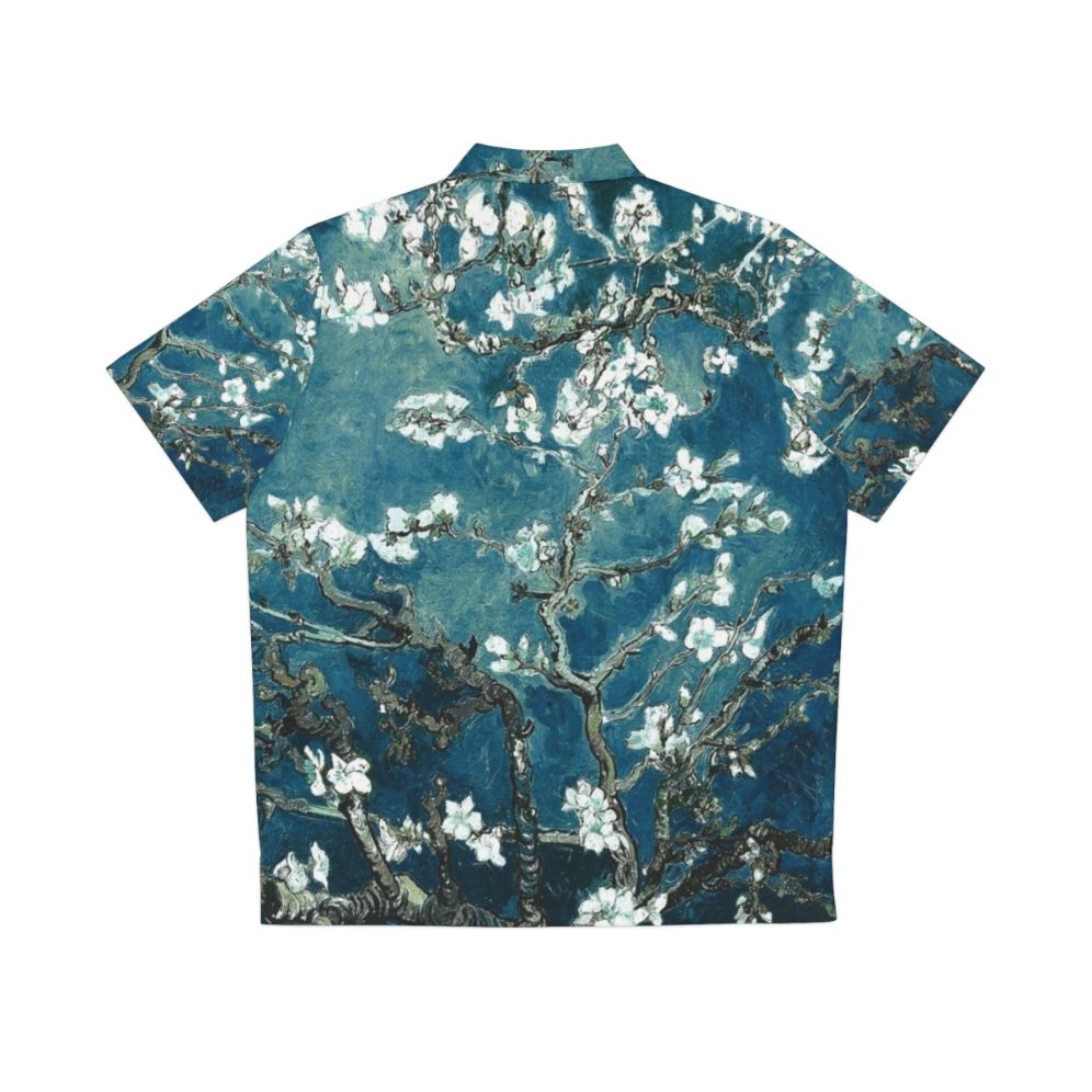 Dark Teal Van Gogh Almond Blossoms Hawaiian Shirt - Back