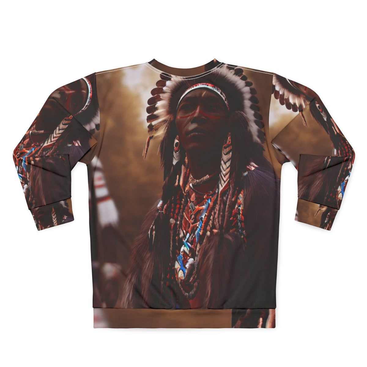 Three Chiefs Native American Sweatshirt with Indigenous Designs - Back